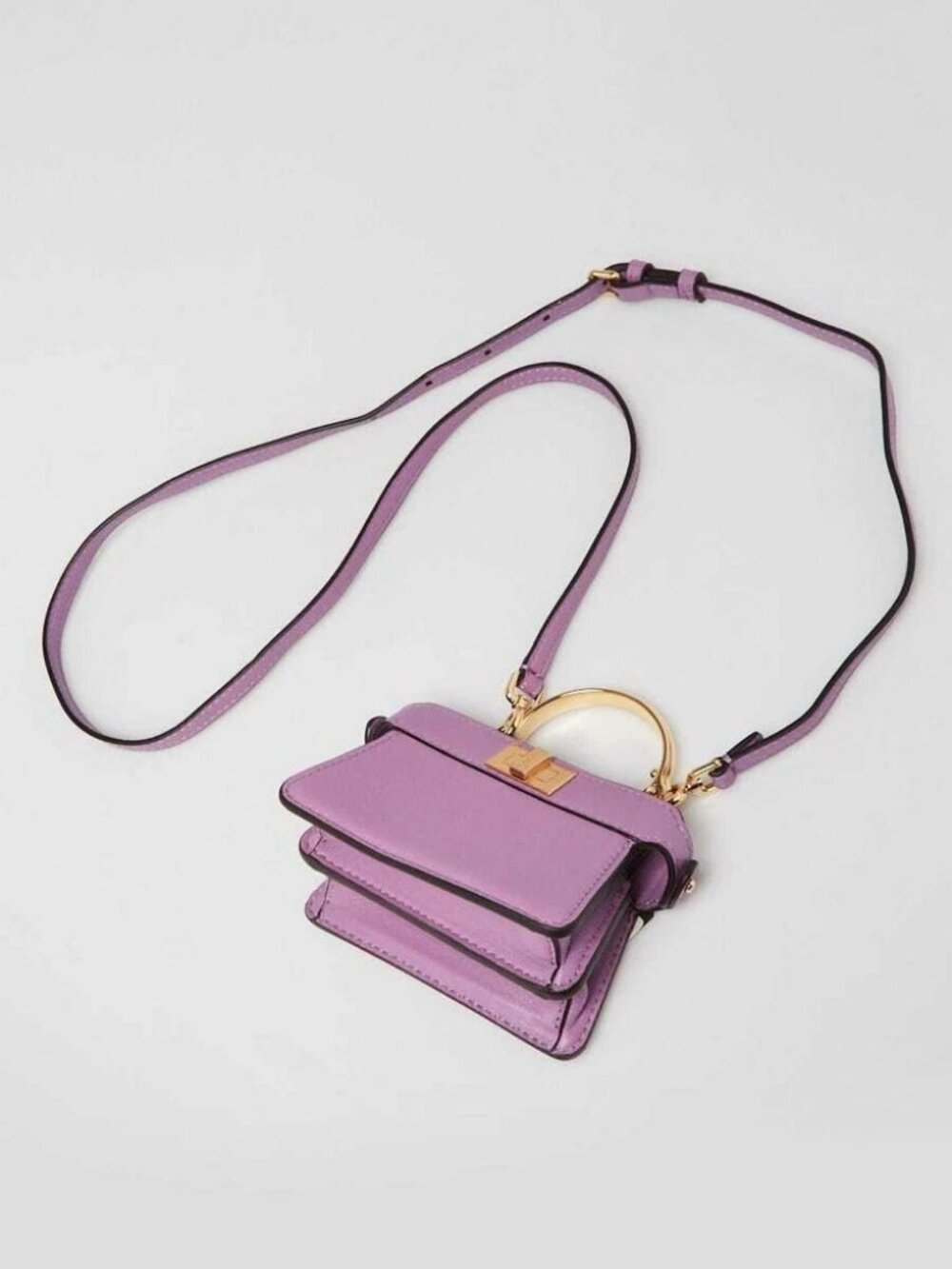 Fendi Purple Smooth Leather Nano Peekaboo Maxi Handle Bag - Picture 4 of 11